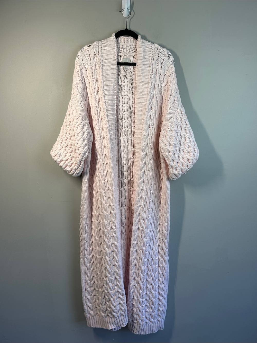Maeve Puff Sleeve Cable Duster Cardigan Size XL